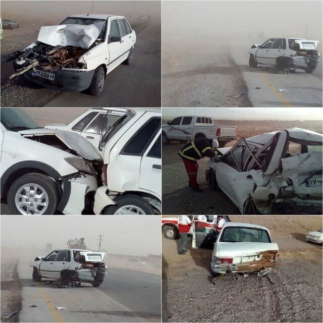 تصادف زنجیرهای ۲۰ خودرو در این جاده حادثه آفرین شد | پراید له شد + عکس تصادف زنجیرهای ۲۰ خودرو در این جاده حادثه آفرین شد | پراید له شد + عکس