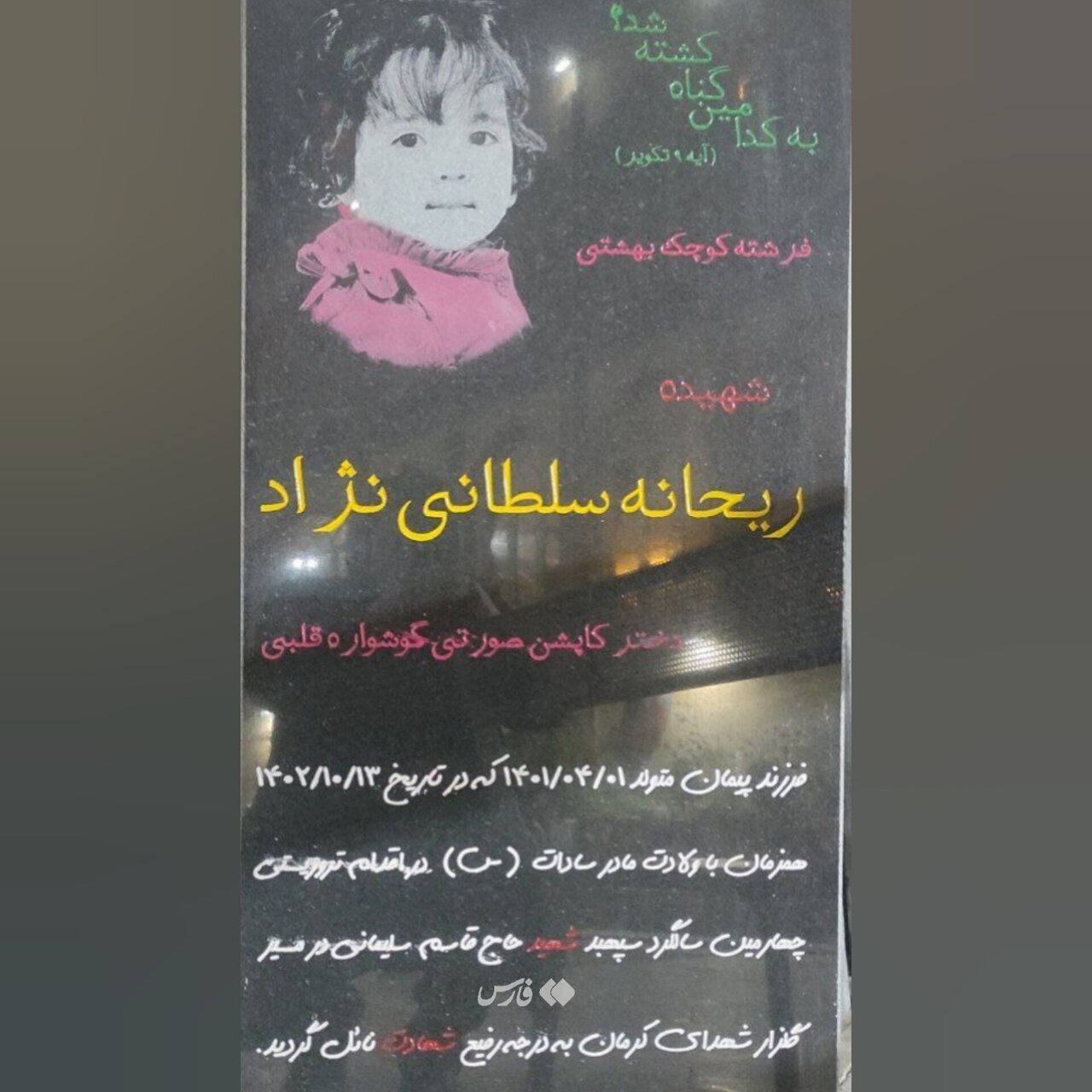 عکس | نخستین تصویر از سنگ مزار دختر صورتی‌پوش