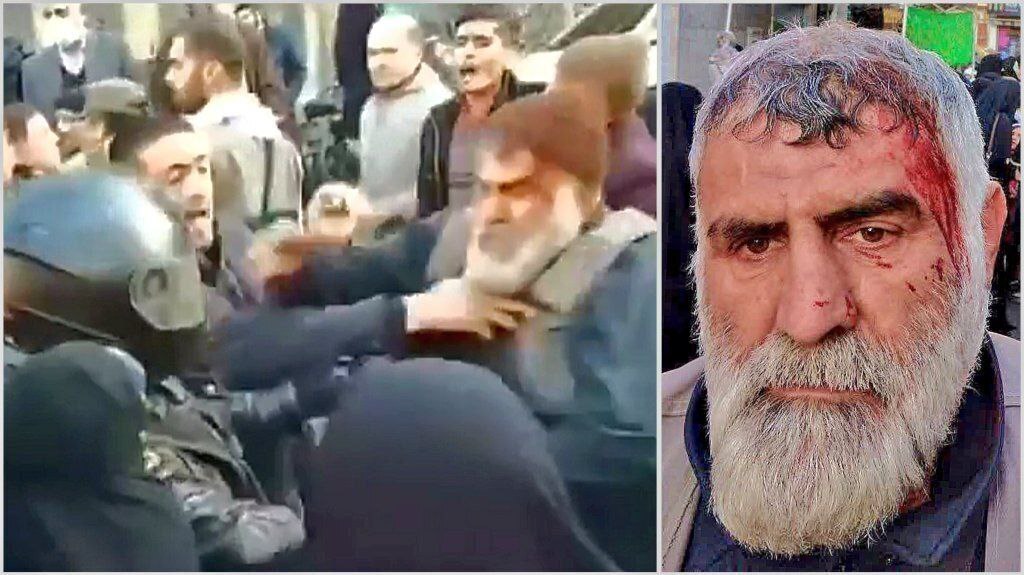 عکس | این حجاب‌بان پیر با پلیس درگیر شد