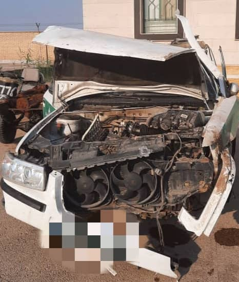 عکس | ماشین پلیس در تعقیب و گریز مچاله شد | حال ۲ پلیس وخیم است