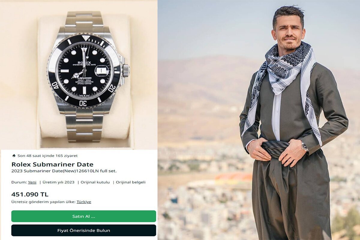 عکس | تیپ کُردی وریا غفوری با ساعت ۸۰۰ میلیونی