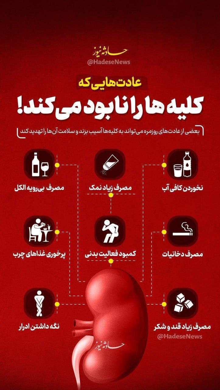 اینفوگرافی | با ترک این عادت‌ها ، کلیه‌هایتان را نجات دهید