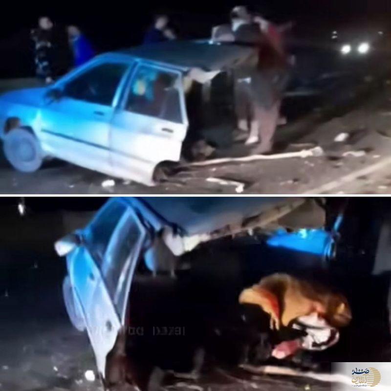 عکس | خودروی پراید در تصادف از وسط نصف شد!