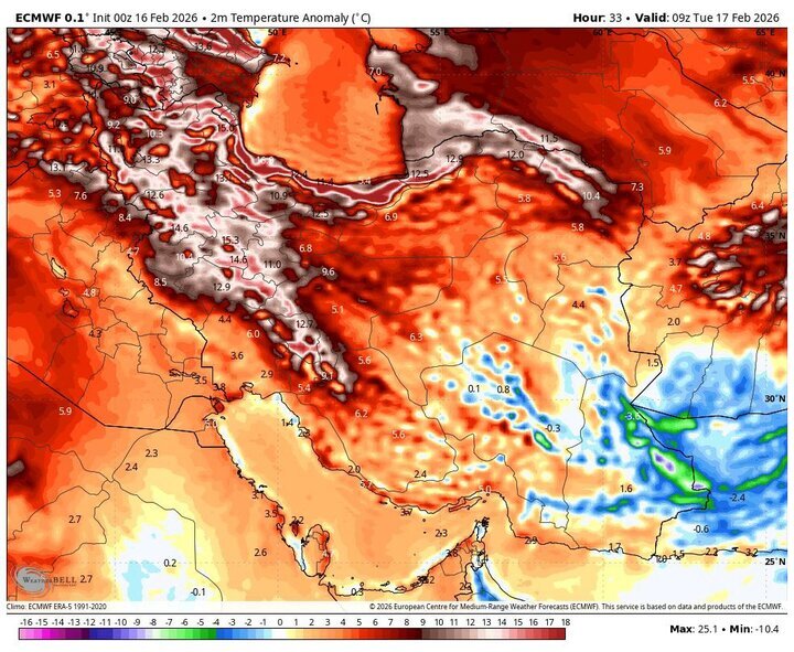 پیش بینی هواشناسی | ورود موج هوای گرم به کشور + نقشه