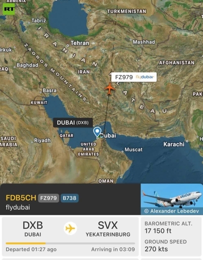 عبور اولین هواپیما از دبی به مقصد روسیه از حریم هوایی ایران پس از ۱۲ روز جنگ