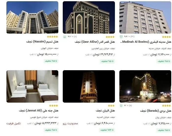 قیمت هتل‌های کربلا و نجف در ایام اربعین چقدر است؟