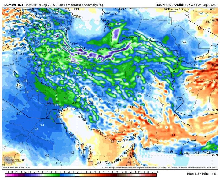 پیش‌بینی هواشناسی | موج جدید بارش‌های پاییزی وارد می‌شود + نقشه
