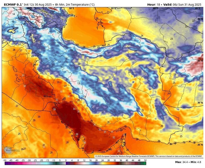 پیش‌بینی هواشناسی طی ۵ روز آینده | روند کاهش نسبی دما در کشور + نقشه