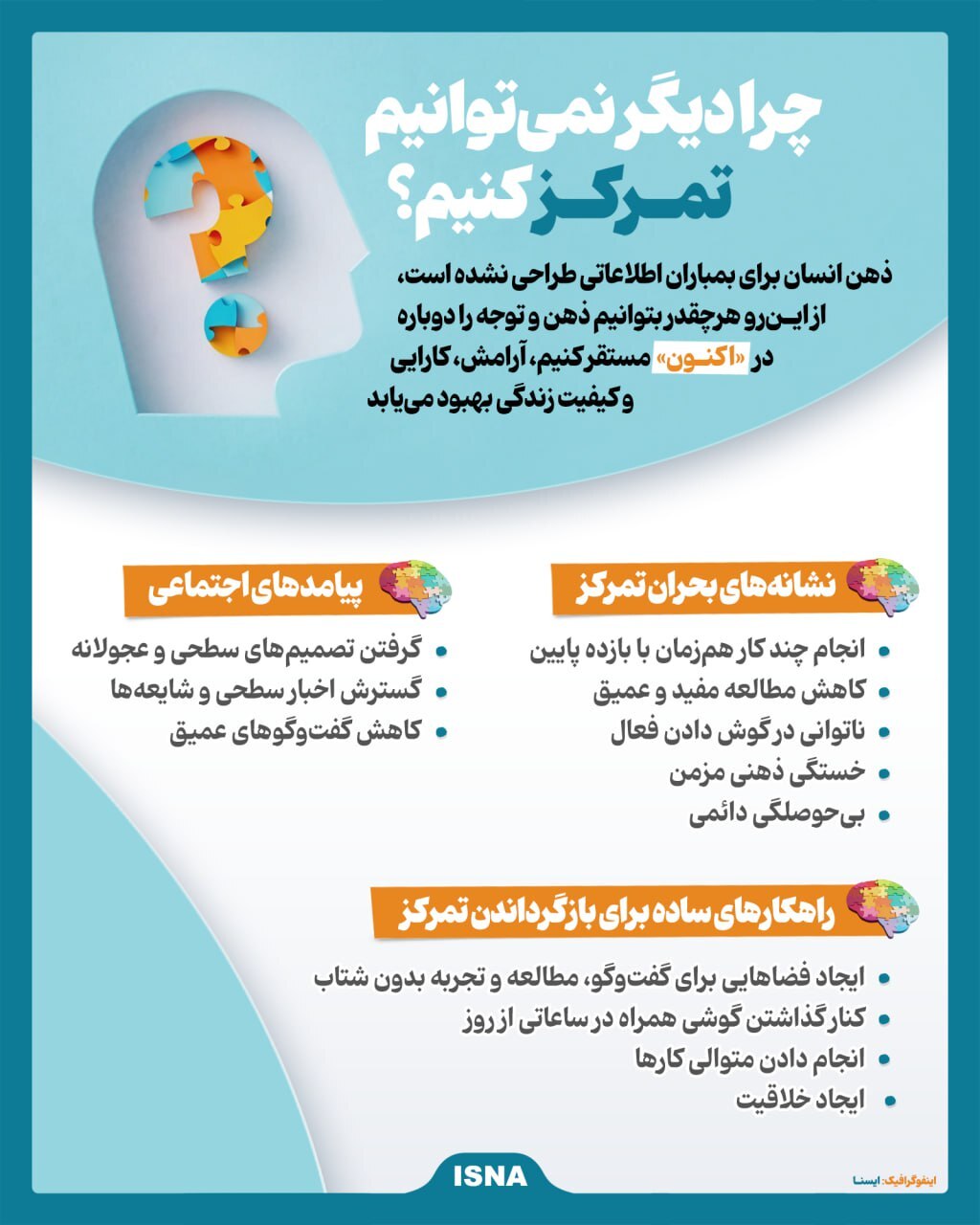 چرا دیگر نمی‌توانیم تمرکز کنیم؟ + اینفوگرافیک